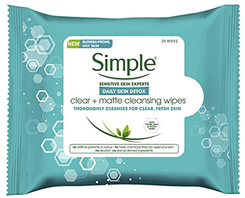 Simple Daily Clear & Matte Cleansing Wipes (25 wipes)