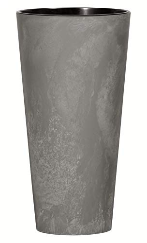 Prosperplast Tubus Slim Effect Blumentopf Pflanzkübel Beton-Design 2in1 inkl. Pflanztopf Rund Kunststoff (400mm, Marengo)