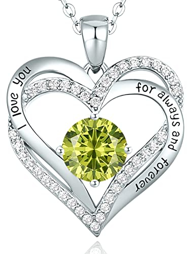 CDE Kette Damen 925 Sterling Silber Rosegold Geschenk für Sie Valentinstag Forever Love Herz Geburtsstein Anhänger Halskette für Frauen Schmuck Geburtstags Freundin Weihnachten Muttertags