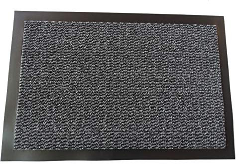 MERTEX Zeitlose Schmutzfangmatte Türmatte Sauberlauf Schmutzmatte Fußabstreifer für Flur Eingangsbereich Haustür innen und außen (grau-schwarz meliert 60 x 120 cm)