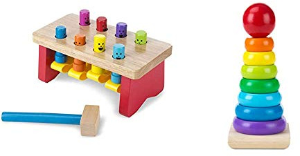 Melissa & Doug Deluxe Pounding Bench & Rainbow Stacker | Developmental Toy | Motor Skills | Problem Solving | 12 Months | Gift for Boy or Girl