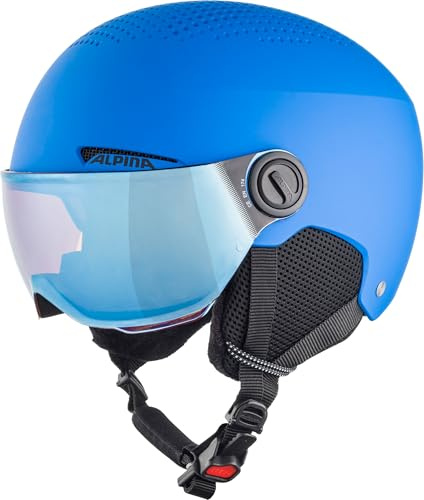 ALPINA Unisex - Niños, ZUPO Visor Q-Lite Casco de esquí, Blue Matt, 54-58 cm