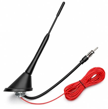 Audioproject A286 - Universal Auto-Antenne 18cm mit Fuß 16V Antennen-Stab Verstärker 5m Stromkabel KFZ Dach Auto-Radio kompatibel mit VW Golf 4 5 6 Passat Polo Audi Opel Corsa Astra Ford BMW Mini