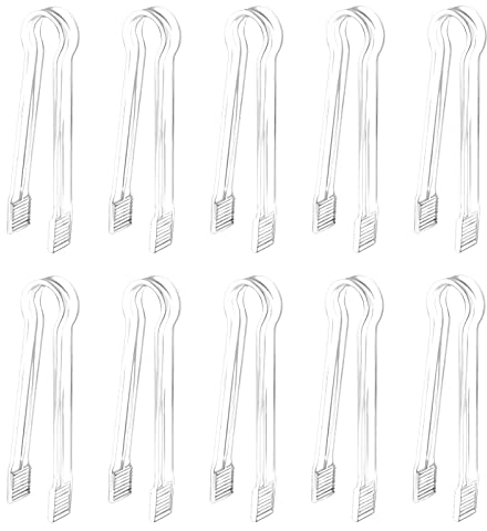 SAVITA 10 Pezzi 14,6 x 1,7 cm Pinza per Servire Buffet, Pinza Ghiaccio, Pinza per Ghiaccio in Plastica Trasparente Pinza da Cucina Piccola per Buffet Barbecue Antipasti e Dessert (Trasparente)