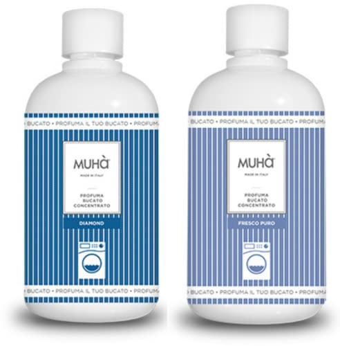 Muha - Profumatore per bucato intenso 400ml Diamond + Profumatore per bucato intenso 400ml Fresco Puro