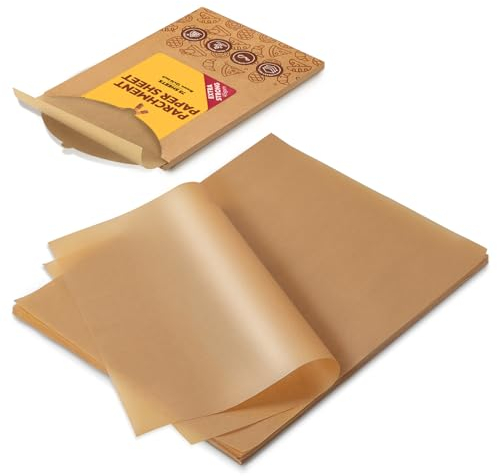 Katbite 75Pcs 12x16IN Unbleached Parchment Baking Paper, Heavy Duty Pre-Cut Parchment Paper Sheets, Half Sheet Brown Non-Stick Baking Paper for Air Fryer, Baking Cookie Pans, Oven