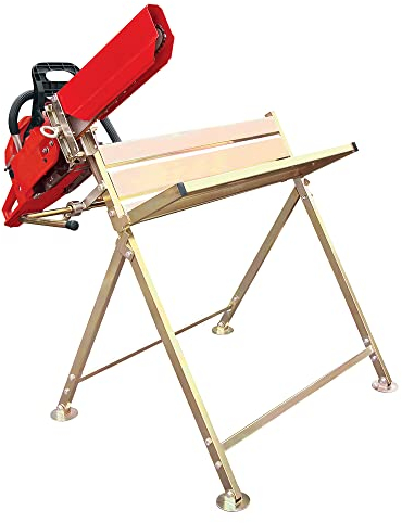 STREND PRO Sägebock für Kettensägen, Brennholz Sägebock klappbar 120Kg Tragkraft, Sägehilfe Verzinkter Metall Sägebock mit Kettensägenhalterung, Chainsaw horse, holzsägebock für kettensäge