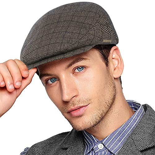 Wantonfy Platt herrmössa, newsboy-keps, skotsk/brittisk stil, retromössa, coppola-mössa, ivy cap med öronlappar, för vinter och höst, Brun, one size