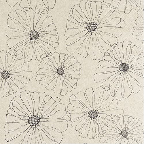 20 Servietten Eco Line nachhaltig aus 100% Recycling-Papier Umrisse von Blüten gemalt | Blumen | Frühling | Sommer | Tischdeko 33x33cm