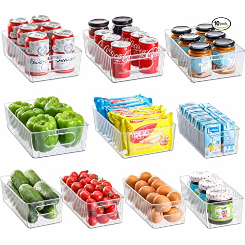 HNNJCK Kühlschrank Organizer Set 10er Set, 2 Größe Fridge Organizer Aufbewahrungsbox Küche Organizer für Speisekammer, BPA-frei, Kühlschrank Ordnungssystem
