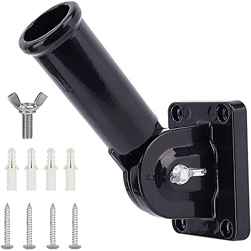 Verstellbare Fahnenmasthalterung, 2 Stück Wandhalterung, verstellbare Halterung mit Schrauben, Metall-Fahnenmast-Basis für Flaggen, Windsack, Sockelflaggenmast, Garten, Haus, Terrasse (schwarz)