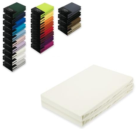 EXKLUSIV HEIMTEXTIL Doppelpack Jersey Spannbettlaken 90-100 x 200 cm Naturweiss