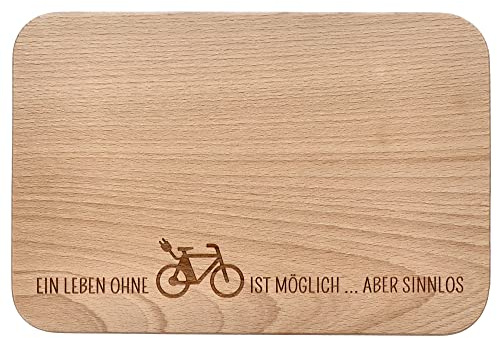 Spruchreif | Frühstücksbrettchen aus Holz | Brotzeitbrett mit Gravur | Frühstücksbrett mit Gravur | Frühstücksbrett mit Spruch Radfahrer | Geschenke für Radfahrer und Mountainbiker | Geschenk E-Bike