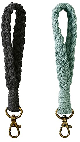 AOKSUNOVA 2 Stück Schlüsselanhänger Makramee Armband Schlüsselband Frau Schlüsselband Kurz Boho Lanyard