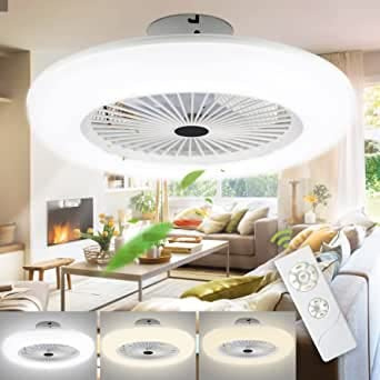 Joparri Ventilateur De Plafond LED Avec Lumière et Télécommande, 80W plafonnier LED 3 Vitesses de Vent, Température de Couleur Réglables, Timing, Silencieux, Pour Salon Chambre Salle à Manger