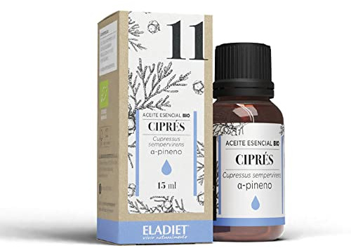Olio Essenziale di Cipresso Bio - 15 ml - Allevia Dolore e Disagio - Protegge Di fronte all'azione degli Agenti Esterni - Effetto Gatroprotettivo - Proprietà Cicatrici - Eladiet