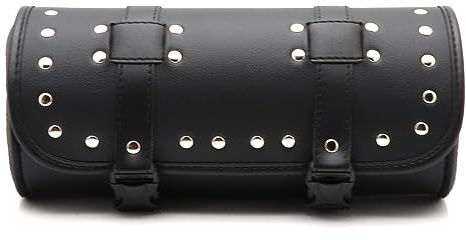 APEBAZY Multifunktionale Motorrad Hängetasche Runde Werkzeugtasche Nietenverschluss Klassisch Schwarz
