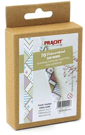 Pracht Creatives Hobby 5884-00021 - DIY Bastelset zum Gestalten eines Perlenarmbands, mit weißen und bunten Miyuki-Perlen, Gesamtgröße ca. 17 x 1,7 cm