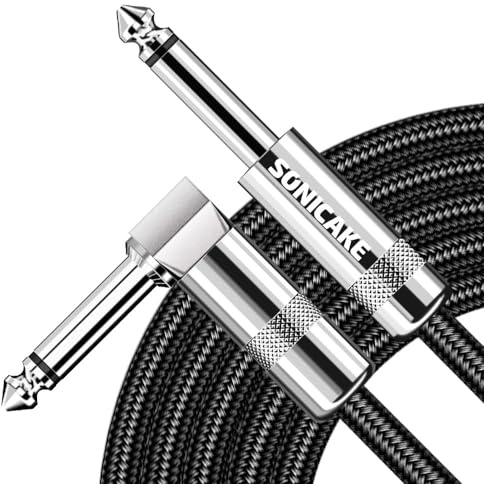 SONICAKE Cavo Chitarra Elettrica 6M Cavo Jack 6.35mm Cavo Noiseless | da diritto ad angolo destra per Chitarra Elettrica Basso Amp Tastiera Nero