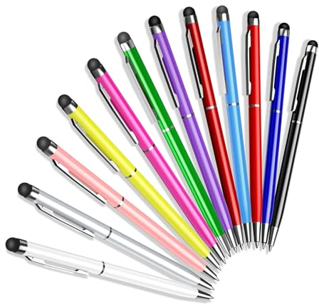 12 Stück Kugelschreiber mit Touchpen Touchscreen Stift Stylus Pen Handy Stift Touch Pen Eingabestifte für Tablets Handystift Eingabestift Smartphone für iPad, iPhone, Handy, Samsung Tablet, Galaxy