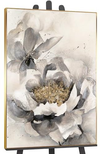 YS-Art Luxus Abstrakt Acryl Gemälde auf Leinwand Blumenzauber handgemalt Wohnzimmer Wandbild modern Wohndekor Büro Blumen echtes Kunstwerk 128x80 cm