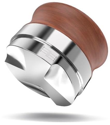 KYONANO Kaffefördelare 58 mm espresso utjämningsverktyg, fördelar kaffepulvret jämnt över tampern, barista-verktyget, tillverkad av Huanghua-Li-trä, justerbar höjd från 4–9 millimeter.