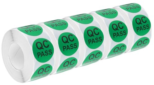 QUARKZMAN Etichette Adesive per Passaggio Controllo Qualità Inventario 25mm/1 Verdi per Magazzino Inventario, 5 Rotoli 2500 Pezzi