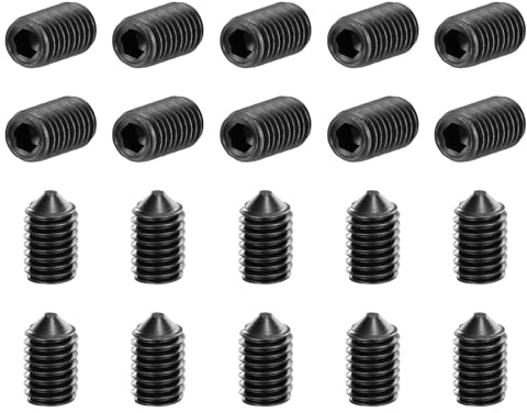 sourcing map Gewindestifte M8 x 12 mm, Karbonstahl, Kegelspitze, Innensechskant, Madenschrauben für Maschinen, Reparaturen zu Hause und Befestigungen, Schwarz, 20 Stück
