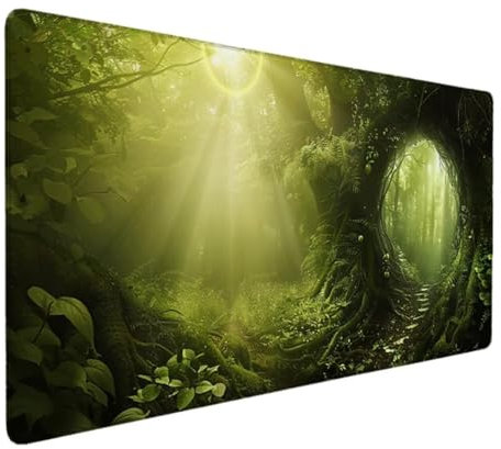 Tapis de Souris de Jeu, Tapis de Souris 1000x500, Grand Tapis de Bureau sous Main Bureau avec Base en Caoutchouc antidérapante pour Gamer, Femme Cadeau Tapis de Souris Ergonomique Vert (Paysage) 9-A