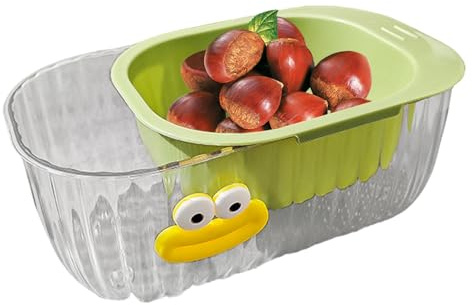 Cesta escurreplatos de doble capa de cocina | Cuenco escurridor de cocina | Cesta escurreplatos para lavar frutas y verduras para escurrir pasta patatas frijoles brócoli