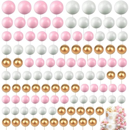 Ball Cake Decorations,108 Pcs Cake Toppers Balls, Cake Toppers Birthday Personalised, Birthday Cake Topper for Birthdays Party Wedding