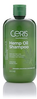 Ceris Professional Hemp Oil Shampoo, 400 ml, Reduces Hair Loss, Stimulates Growth, Increases Density, Intensive Moisturiser, Sulphate-Free, Paraben-Free, Silicone-Free