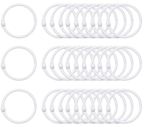 QUARKZMAN 50 Piezas de Anillas de Carpeta de 1 Pulgada Anillas de Libro de Metal Coloridas para Tarjetas de Índice Llavero Llave Anillas de Cuaderno para Casa Oficina, Blanco