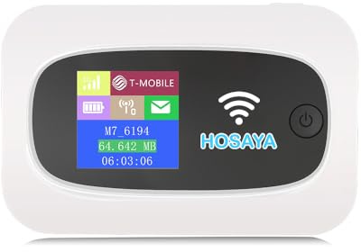 HOSAYA Router de tarjeta SIM portátil WiFi 4G LTE, pantalla LCD a color, batería incorporada, 10 usuarios WiFi, punto de acceso de viaje portátil de alta velocidad, mini enrutador, desbloqueado, módem