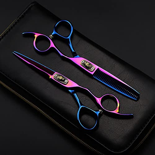 Haarschneideschere, 6 Zoll, Professionelle 440C-Stahlschere, Wolfsschnitt, Haarschere, Effilierschere, Friseurschere, Haarschneidewerkzeuge, Set Mit Tasche, B