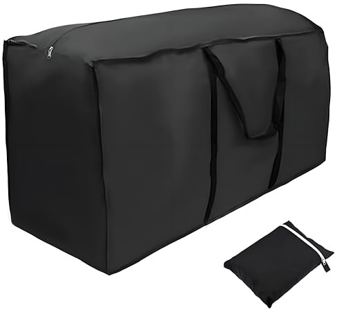 GIOTUK Extra Large Garden Cushion Storage Bag 173x76x51cm - Waterproof Heavy Duty 210D Oxford Fabric, UV Resistant Outdoor Cover with Handles for Patio Furniture, Christmas Tree, Blankets (Black)