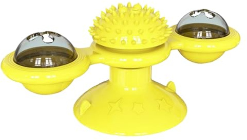 Moulin à vent amusant pour chat – Moulin à vent rotatif avec ventouse | Jouets interactifs multifonctionnels et amusants pour chaton, entraîneur à alimentation lente