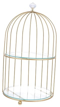 HOLIDYOYO Supporto Decorativo Per Torte Dorato Due Piani Alzatina Elegante Per Cupcake Dolci e Dessert Perfetta Per Matrimoni Feste Di Compleanno e Occasioni Speciali