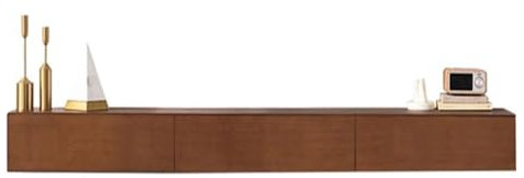 Mueble de TV flotante de madera, color nogal, para sala de estar, 150/200/240 cm, mueble de TV montado en la pared