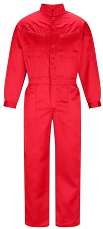 RLEHJN Boiler Suits for Men Mechanics, Men's Work Coveralls Solid Color Protective Polycotton Work Overalls Workwear Boilersuit Boiler Suit for Mechanics Warehouse Garages S-4XL Red