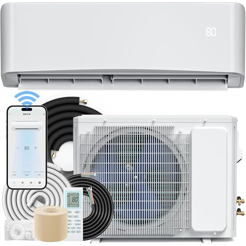 YITAHOME 9000 BTU Mini Split Air Conditioner Heat Pump System, WiFi Enabled 17 SEER2 115V Inverter Ductless AC Cool Up to 450 Sq. Ft with Installation Kit, Pre-Charged Condenser, 0.75 Ton