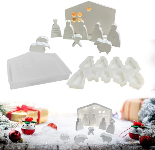 Molde de silicona para belén de Navidad, molde de resina antiadherente resistente al calor, herramienta versátil para hacer velas de jabón, accesorios de horneado para decoración de vacaciones