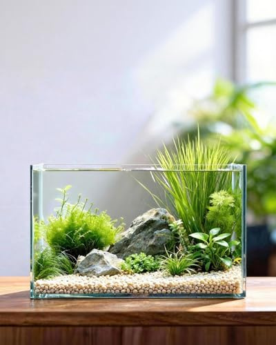5 Gallon Ultra Clear Glass Fish Tank, Easy to Maintain Small Aquarium for Betta, Goldfish, Shrimp, Snails and Aquatic Plants