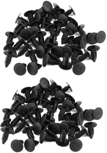 Clips De Fixation Voiture, 100 Pièces 8mm Rivet Plastique Clips Voiture Universel, Attaches Plastique Noir Pour Carrosserie Pare Chocs Porte Garde Boue, Fixation Push-Type, Remplacement Auto/Moto