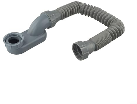 Opatiny Tuyau de vidange de baignoire en ABS avec siphon en P flexible pour vidange de baignoire - Gris - Design discret pour évier de salle de bain - Système de drainage efficace