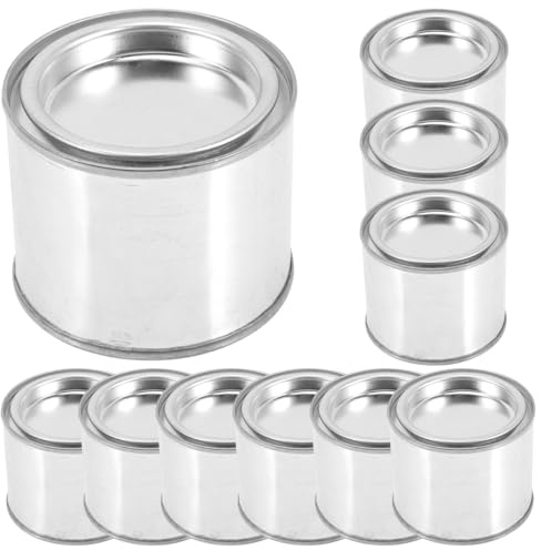 SOLUSTRE Empty Paint Tin 10 Pack 100ml Metal Cans with Lid for Oil Paint Storage Compact Design for Easy Transport and Mixing, Silver