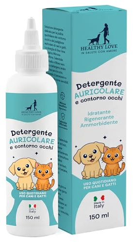 HEALTHY LOVE 150 Ml Pulizia Orecchie Cane e Pulizia Orecchie Gatto con Aloe E Calendula, Rimuove Cerume, Prurito e Cattivi Odori, Anche per Contorno Occhi, Ebook Incluso, 100% Naturale, Made in Italy