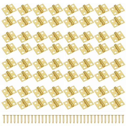 120 Stück Mini Scharniere mit 480 Schrauben, Modellbau Minischarniere zum Basteln Messing Scharnier Klein Scharnierband Kleine Klappscharniere für Truhe Schrank Holzkiste DIY