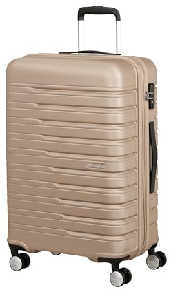 American Tourister Flashline - Valigetta rigida media (67 cm), espandibile, con 4 ruote, lucchetto TSA, 69/75 l, colore: oro avorio