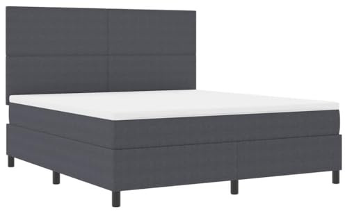 XHNIFBN LED Boxspringbett 180x200 Cord dunkelgrau weiß mit RGB Beleuchtung höhenverstellbare Kopfstütze langlebig komplett mit Matratze für modernes Schlafzimmer